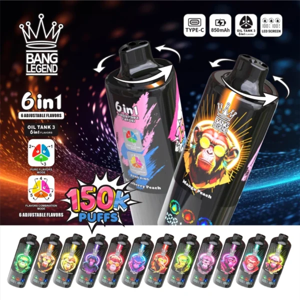 150k Puffs Vaper Bang Legend 150000 Disposable Vape 6 in 1 EU Warehouse