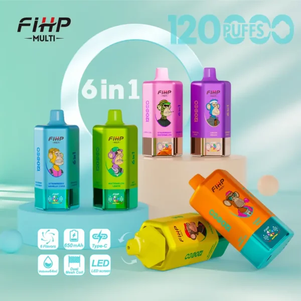 FIHP 120K Puffs 6 in 1 Disposable Vape 120000 Wholesale Free Shipping