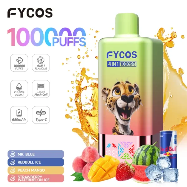 FYCOS 100K Puffs 4 in 1 Disposable Vape Free Shipping EU Warehouse