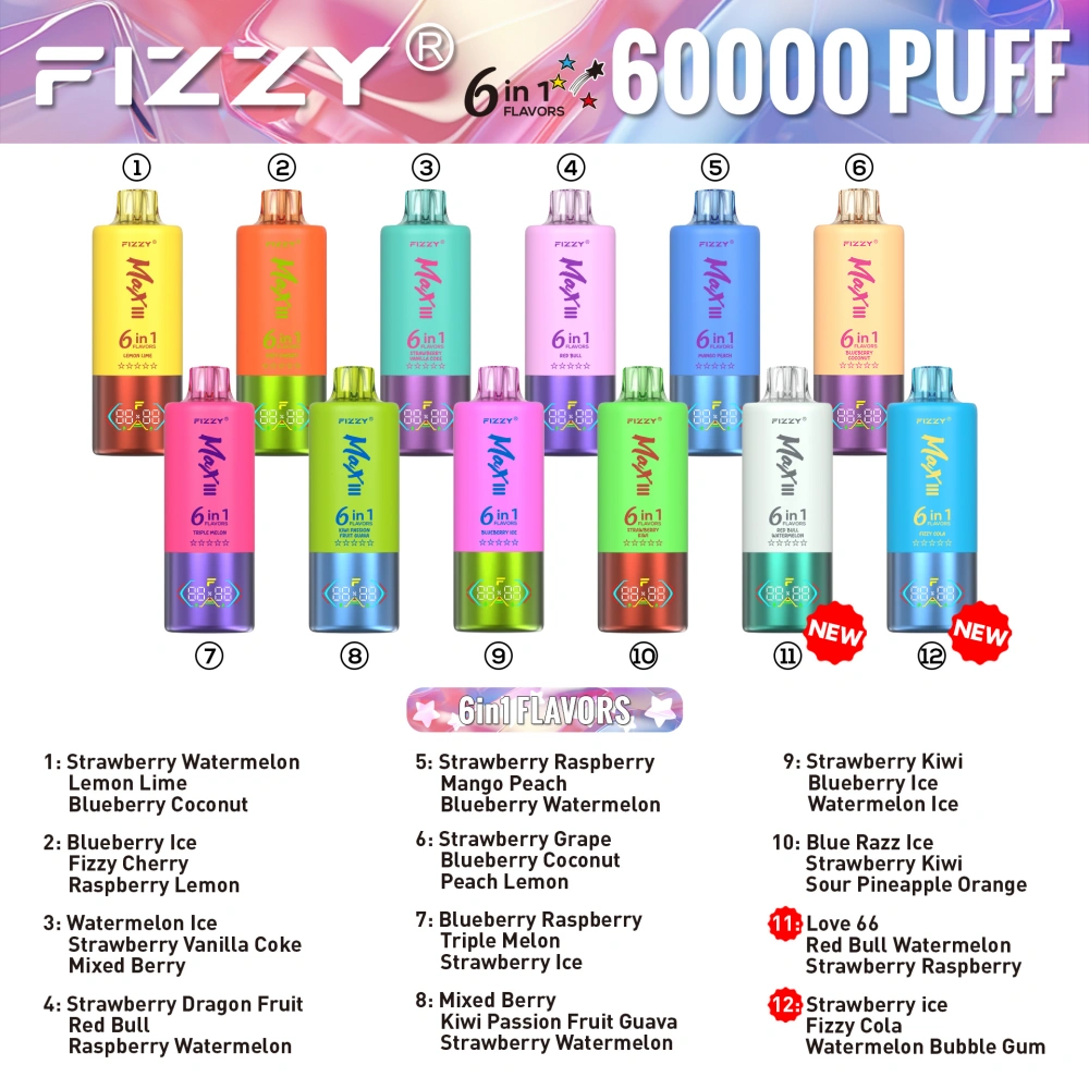 Fizzy 60K Puffs 60000 Disposable Vape 6 in 1 Flavors Free Shipping EU Warehouse 
