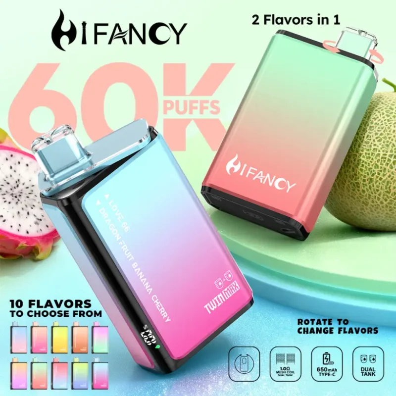 Hifancy 60K Puffs 2-in-1 Disposable Vape: EU’s Best Dual-Flavor Vape 4 Hifancy 60000 Puffs Disposable Vape 2 in 1 Twin Max Free Shipping EU Warehouse