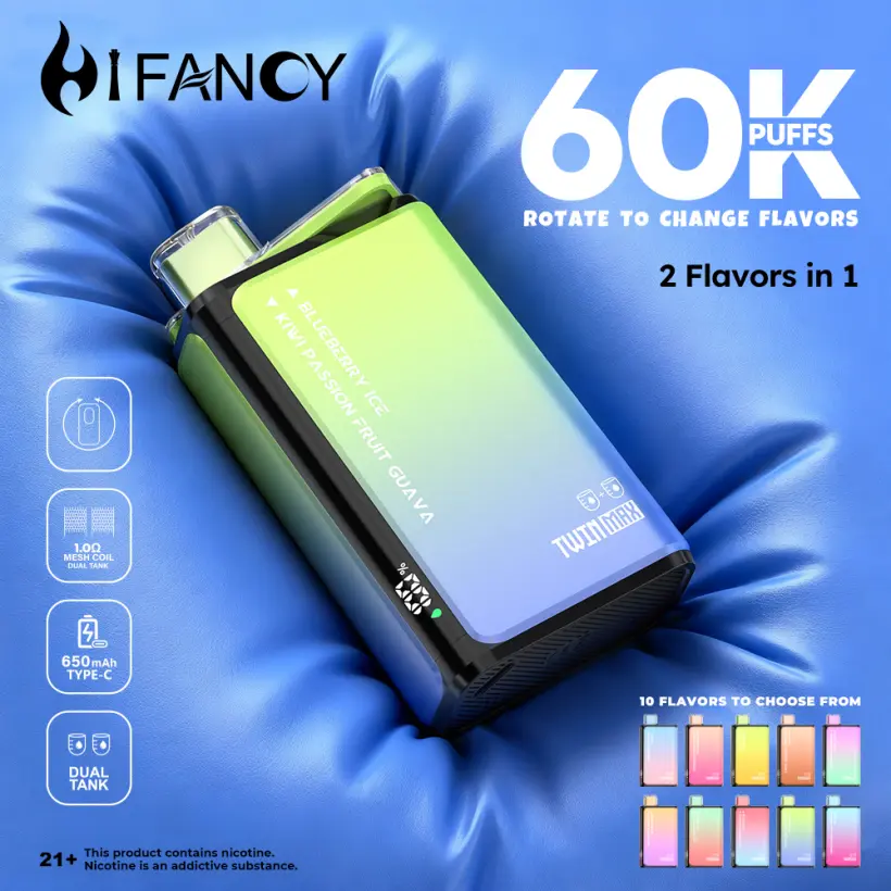 Hifancy 60000 Puffs Disposable Vape 2 in 1 Twin Max Free Shipping EU Warehouse 4 Hifancy 60000 Puffs Disposable Vape 2 in 1 Twin Max Free Shipping EU Warehouse