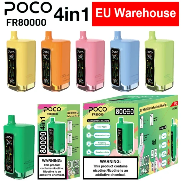 POCO FR 80000 Puffs Disposable Vape 4 in 1 Flavors Free Shipping EU Warehouse