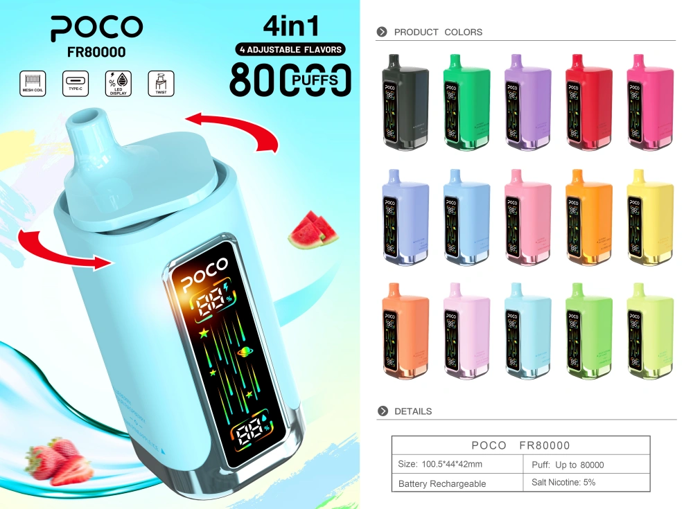 POCO FR 80000 Puffs Disposable Vape 4 in 1 Flavors Free Shipping EU Warehouse