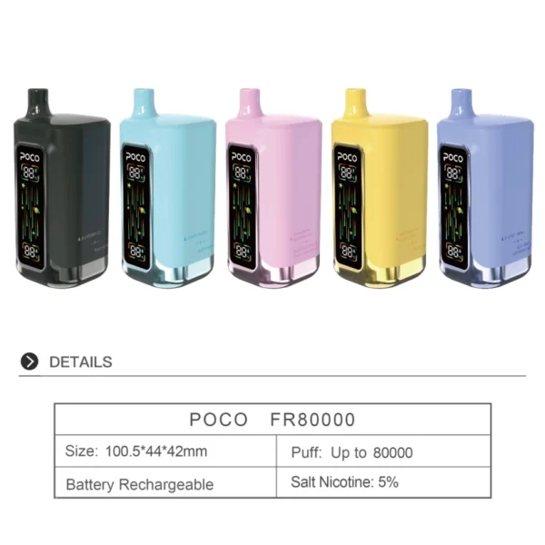POCO FR 80000 Puffs Disposable Vape 4 in 1 Flavors Free Shipping EU Warehouse