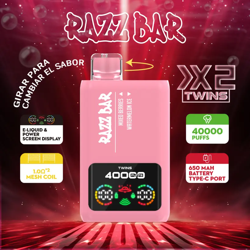 Razz Bar 40000 Puffs Disposable Vape 2 in 1 Flavors 40K Rechargeable Free Sipping EU Warehouse 4 Razz Bar 40000 Puffs Disposable Vape 2 in 1 Flavors 40K Rechargeable Free Sipping EU Warehouse