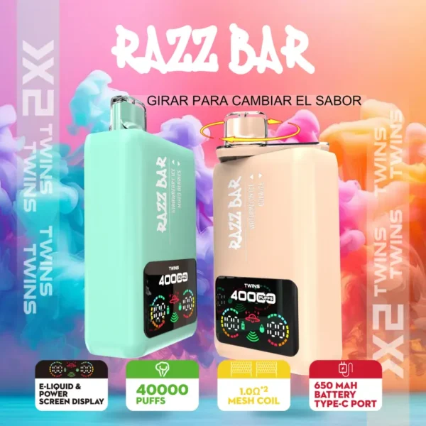 Razz Bar 40000 Puffs Disposable Vape 2 in 1 Flavors 40K Rechargeable Free Sipping EU Warehouse 12 Razz Bar 40000 Puffs Disposable Vape 2 in 1 Flavors 40K Rechargeable Free Sipping EU Warehouse
