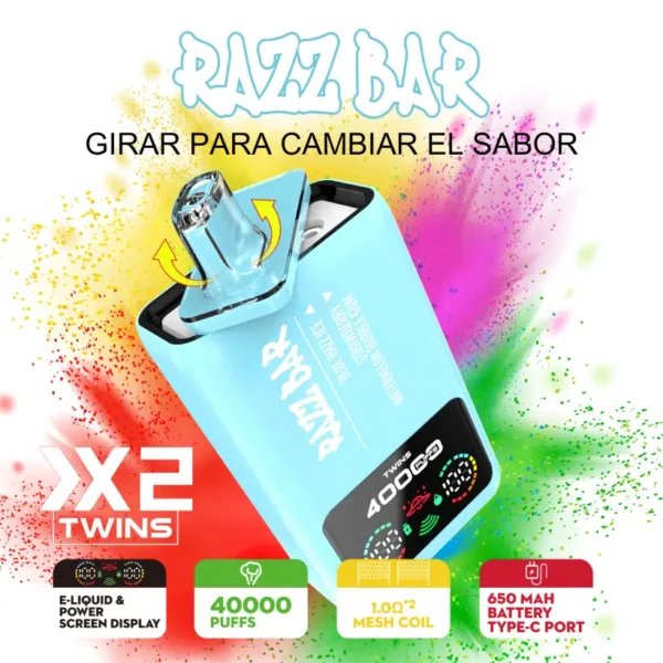Razz Bar 40000 Puffs Disposable Vape 2 in 1 Flavors 40K Rechargeable Free Sipping EU Warehouse