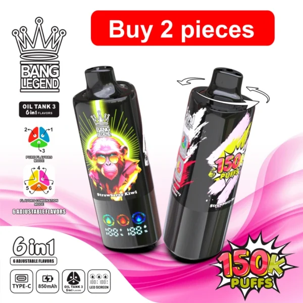 Retail Vape Bang Legend 150000 Puffs 6 in 1 Buy 2 Pieces Single Package