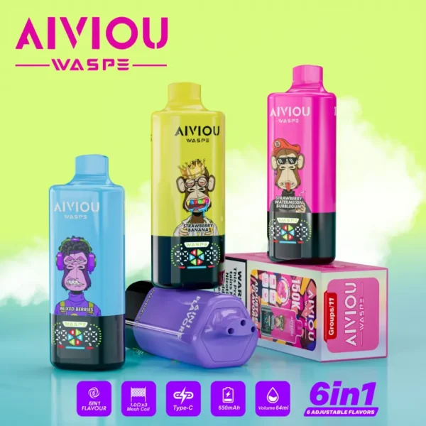 WASPE 150000 Puffs AIVIOU Disposable Vape 6 in 1 Wholesale Free Shipping EU Warehouse
