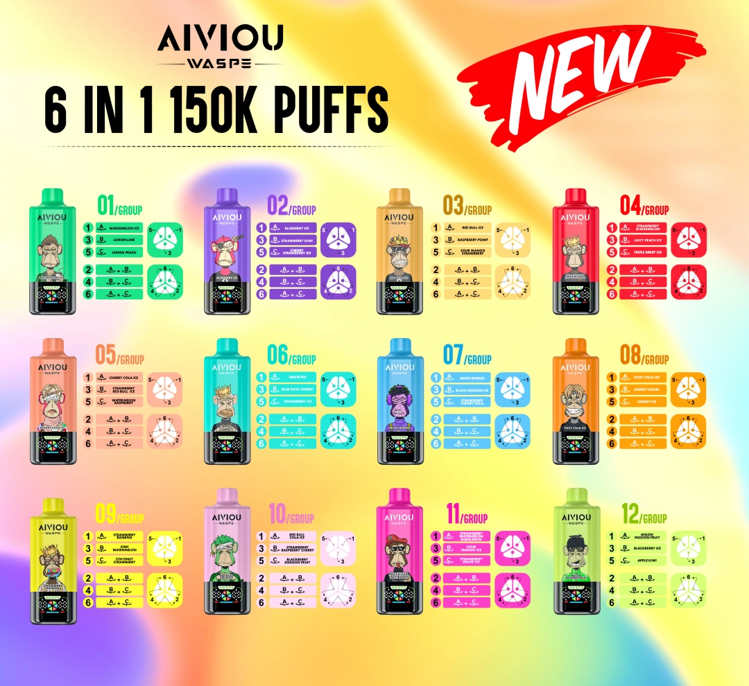 WASPE 150000 Puffs AIVIOU Disposable Vape 6 in 1 Wholesale Free Shipping EU Warehouse