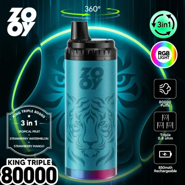 ZOOY 80k Puffs Disposable Vape King Triple 80000 3 in 1 EU Warehouse