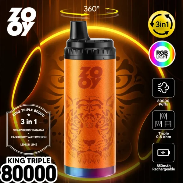 ZOOY 80k Puffs Disposable Vape King Triple 80000 3 in 1 EU Warehouse