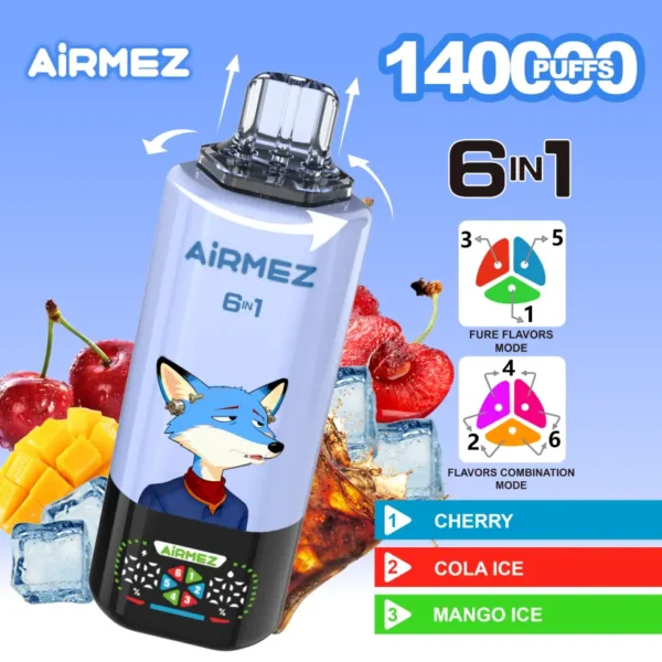 Airmez 140k Puffs 6 in 1 Disposable Vape Wholesale 3-7 Work Days Shipping EU Warehouse