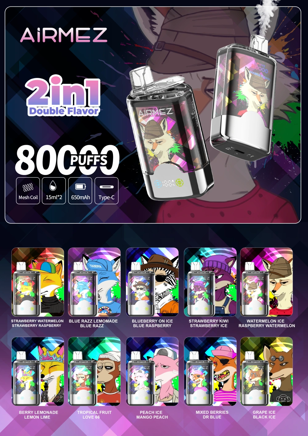 Airmez 80000 Puffs Disposable Vape 2 in 1 Vaper Free Shipping EU Warehouse 16 Airmez 80000 Puffs Disposable Vape 2 in 1 Vaper Free Shipping EU Warehouse