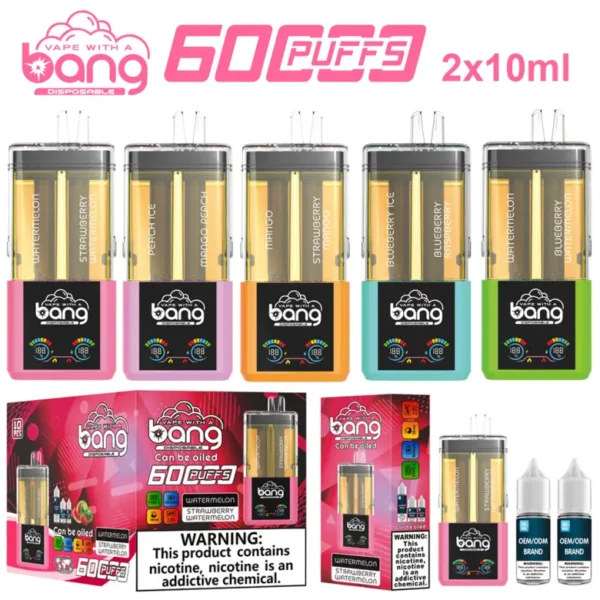 Bang 60000 Puffs 60k 2 in 1 Refillable Crystal Disposable Vape 2 x 10 ml E-Liquid