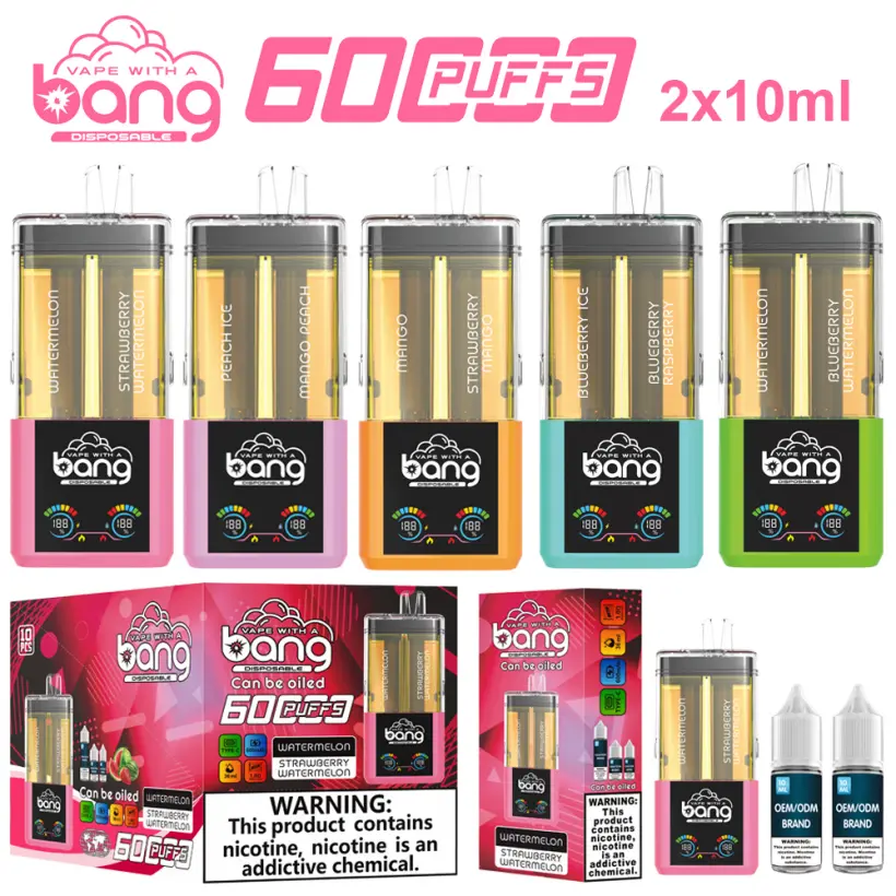 Bang 60000 Puffs 60k 2 in 1 Refillable Crystal Disposable Vape 2 x 10 ml E-Liquid 1 Bang 60000 Puffs 60k 2 in 1 Refillable Crystal Disposable Vape 2 x 10 ml E-Liquid