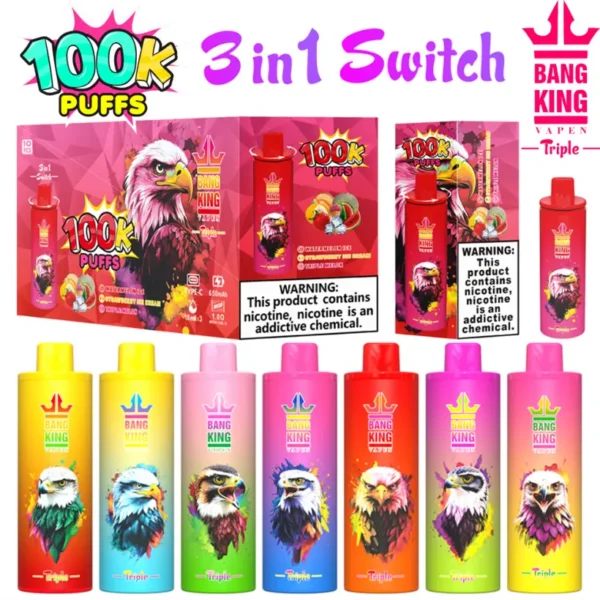 Bang King 100000 Puffs 100k Disposable Vape 3 in 1 Triple Flavors Free Shipping Wholesale