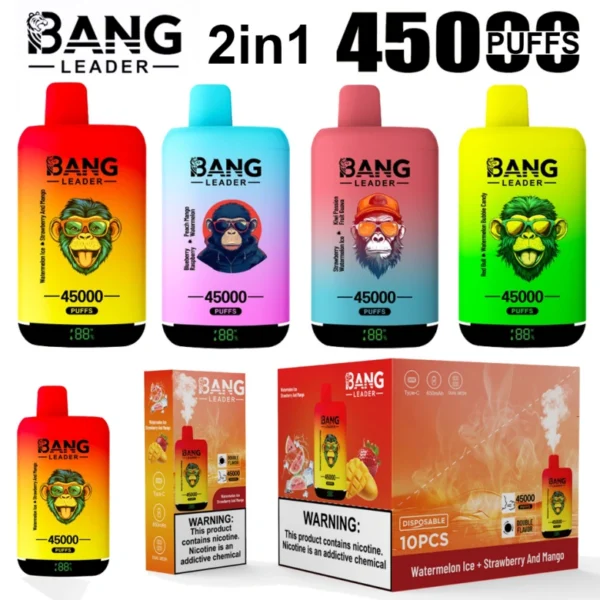 Bang Leader 45000 Puffs 45k Double Flavors 2 in 1 Disposable Vape Wholesale Free Shipping