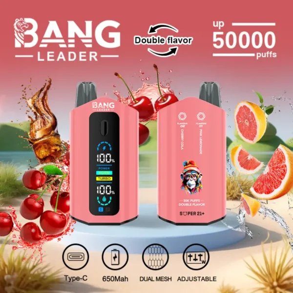 Bang Leader 50k Puffs 2 in 1 Double Flavors Best Disposable Vape 50000 Free Shipping