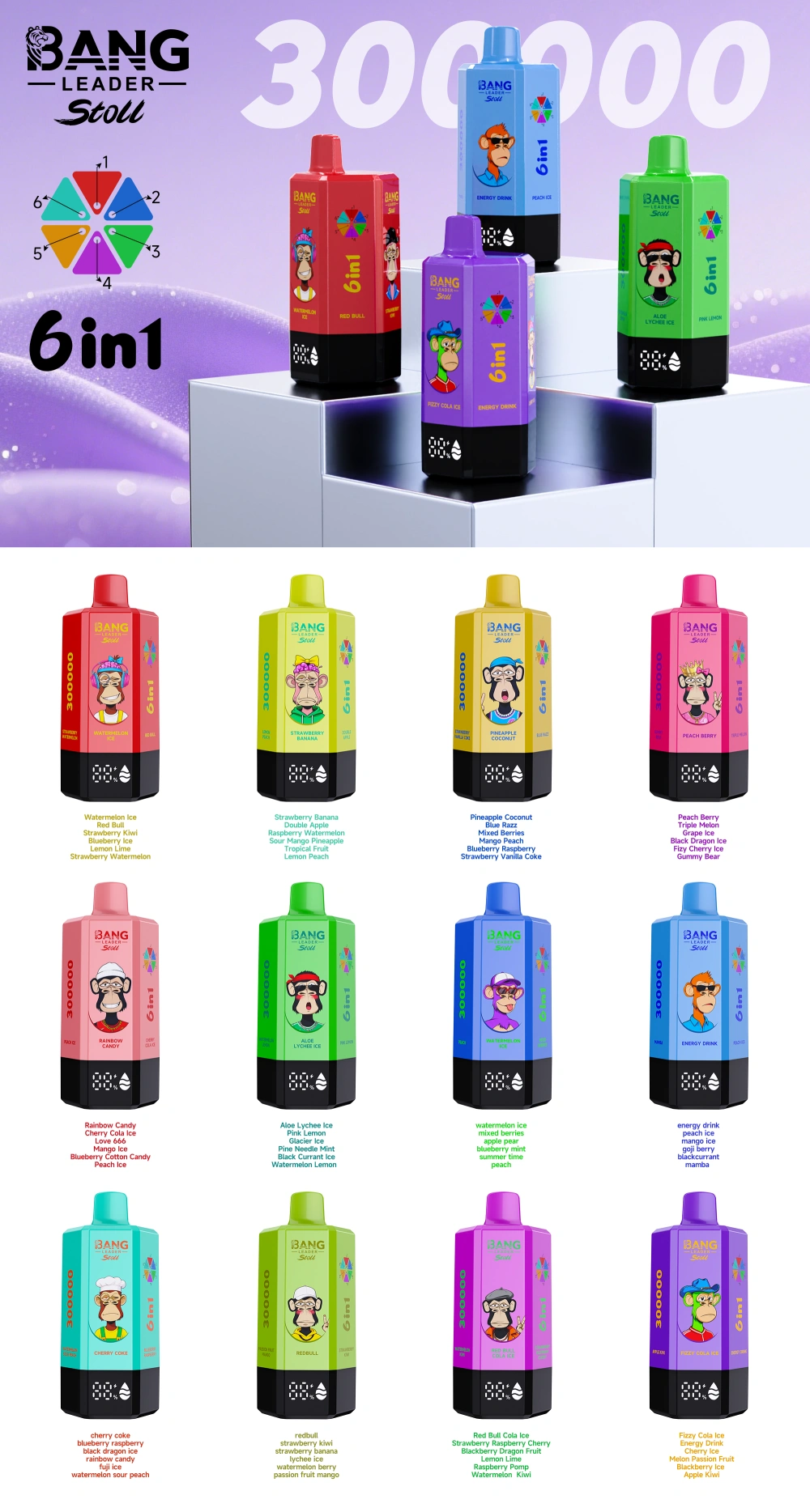 Bang Leader Stoll 300k Puffs 6 in 1 Dispsoable Vape 300000 Wholesale Free Shipping 16 Bang Leader Stoll 300k Puffs 6 in 1 Dispsoable Vape 300000 Wholesale Free Shipping