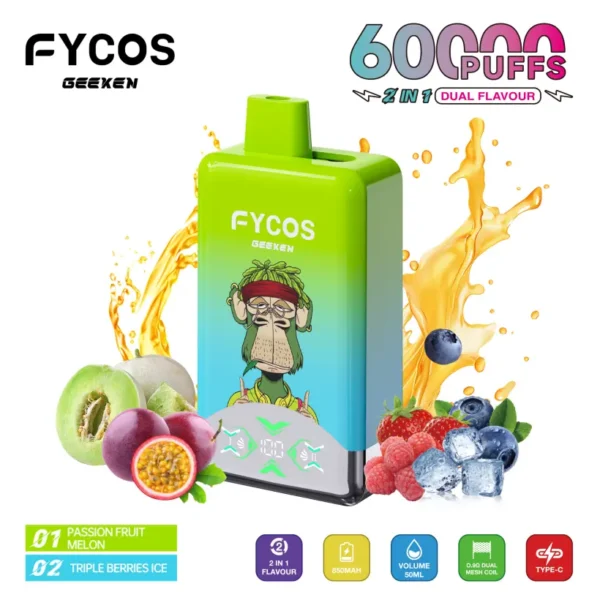 FYCOS 60K Puffs Disposable Vape 60000 2 in 1 Dual Flavors Free Shipping 12 FYCOS 60K Puffs Disposable Vape 60000 2 in 1 Dual Flavors Free Shipping