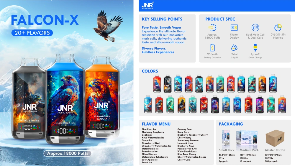 JNR 18000 Puffs Falcon X 18k Crystal Disposable Vape Free Shipping EU Warehouse