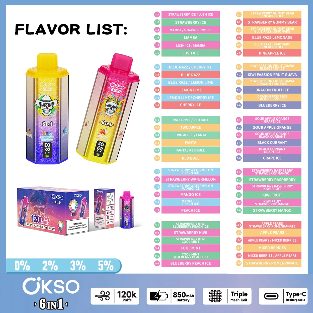 OKSO 120K Puffs 6 in 1 Best Disposable Vape Shop 120000 Free Shipping