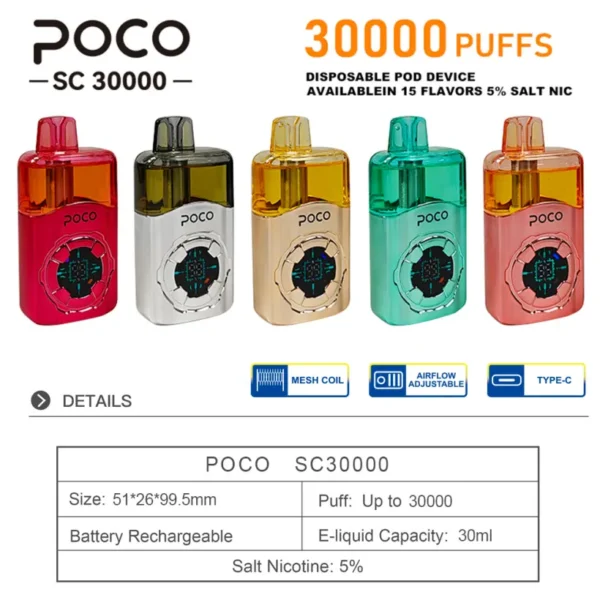 Puff 30k Vape POCO SC 30000 Puffs Disposable Vape Free Shipping EU Warehouse