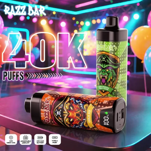 Razz Bar 40k Puffs Disposable Vape With Smart Screen Free Shipping