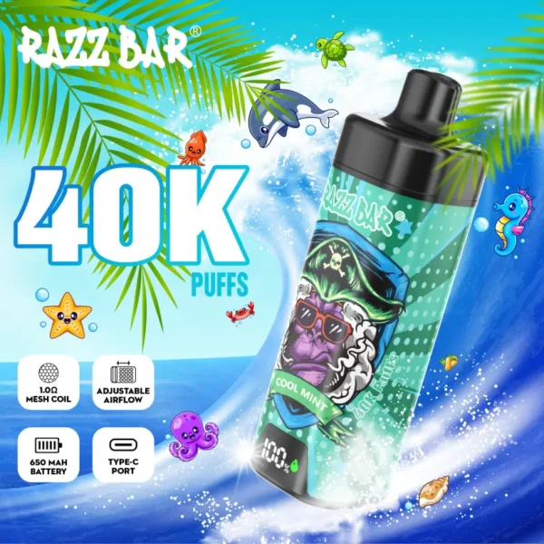 Razz Bar 40k Puffs Disposable Vape With Smart Screen Free Shipping