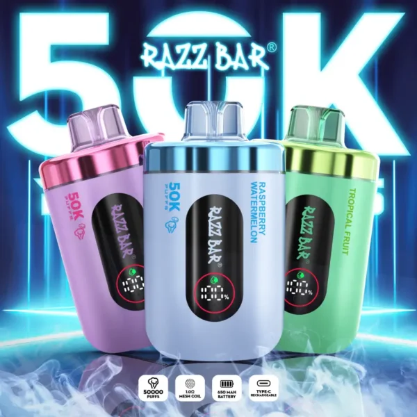 Razz Bar 50000 Puffs Rechargeable Disposable Vape Wholesale Free Shipping