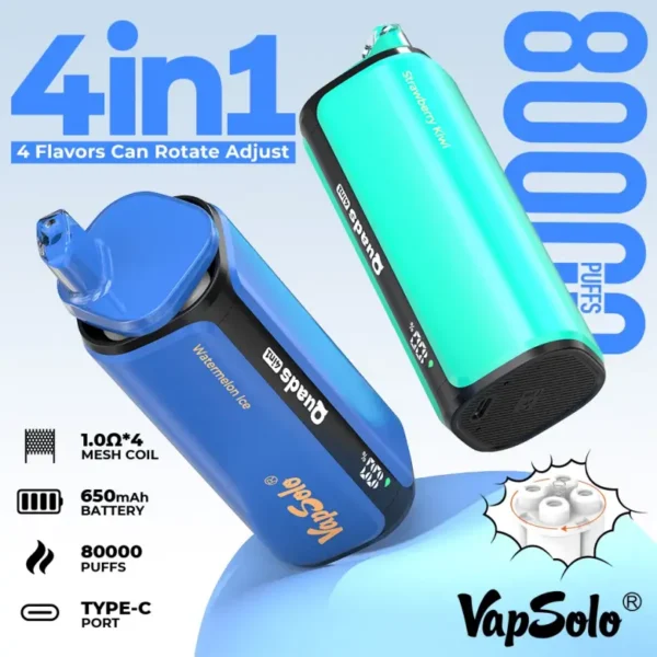Vaposolo 80k Puffs Quads 4 in 1 Best Disposable Vape 80000 Free Shipping