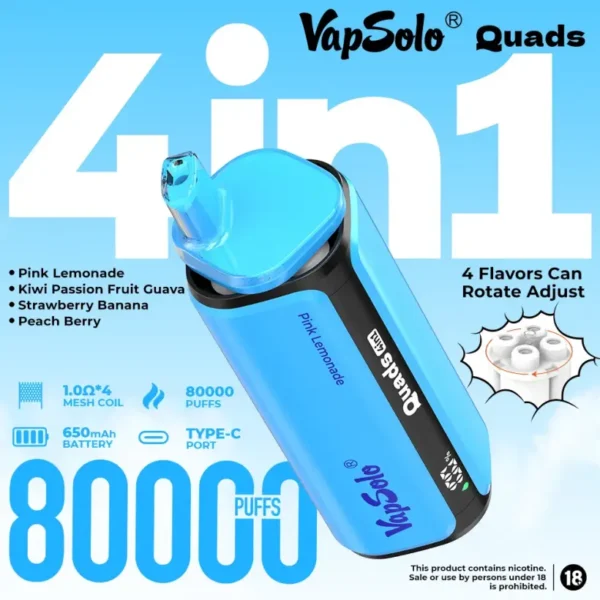 Vaposolo 80k Puffs Quads 4 in 1 Best Disposable Vape 80000 Free Shipping
