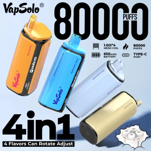 Vaposolo 80k Puffs Quads 4 in 1 Best Disposable Vape 80000 Free Shipping