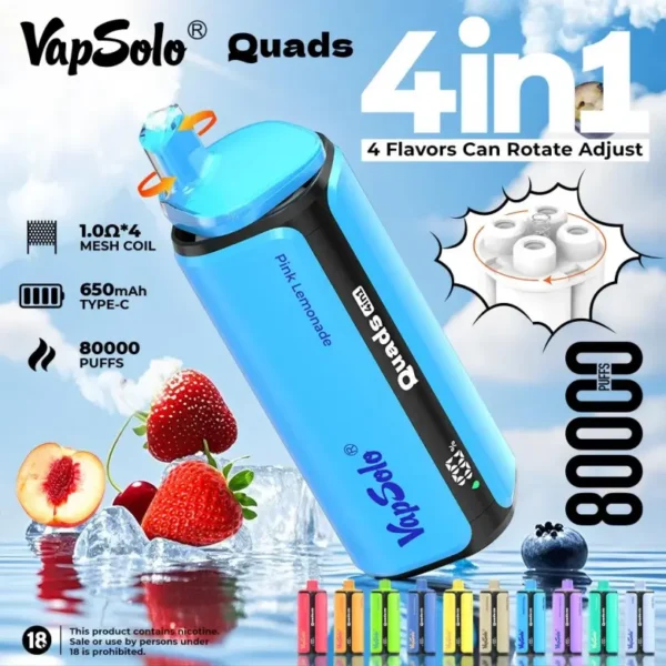 Vaposolo 80k Puffs Quads 4 in 1 Best Disposable Vape 80000 Free Shipping