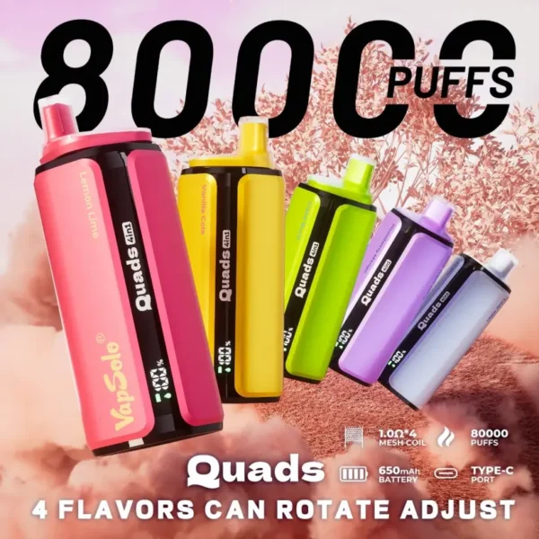 Vaposolo 80k Puffs Quads 4 in 1 Best Disposable Vape 80000 Free Shipping