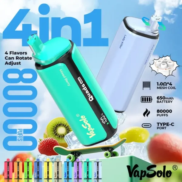 Vaposolo 80k Puffs Quads 4 in 1 Best Disposable Vape 80000 Free Shipping