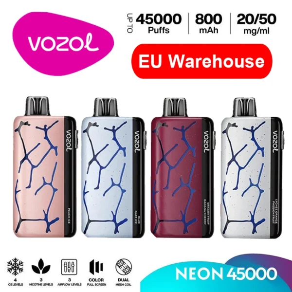 Vozol Neon 45000 Puffs 45k Ice Control Disposable Vape EU Warehouse