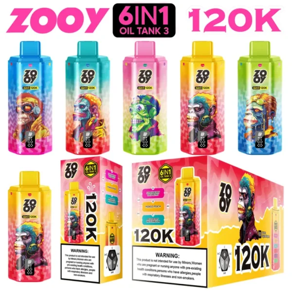 ZOOY 120K Puffs Disposable Vape 6 in 1 Vaper 120000 Puff Free Shipping