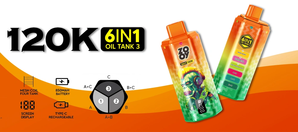 ZOOY 120K Puffs Disposable Vape 6 in 1 Vaper 120000 Puff Free Shipping