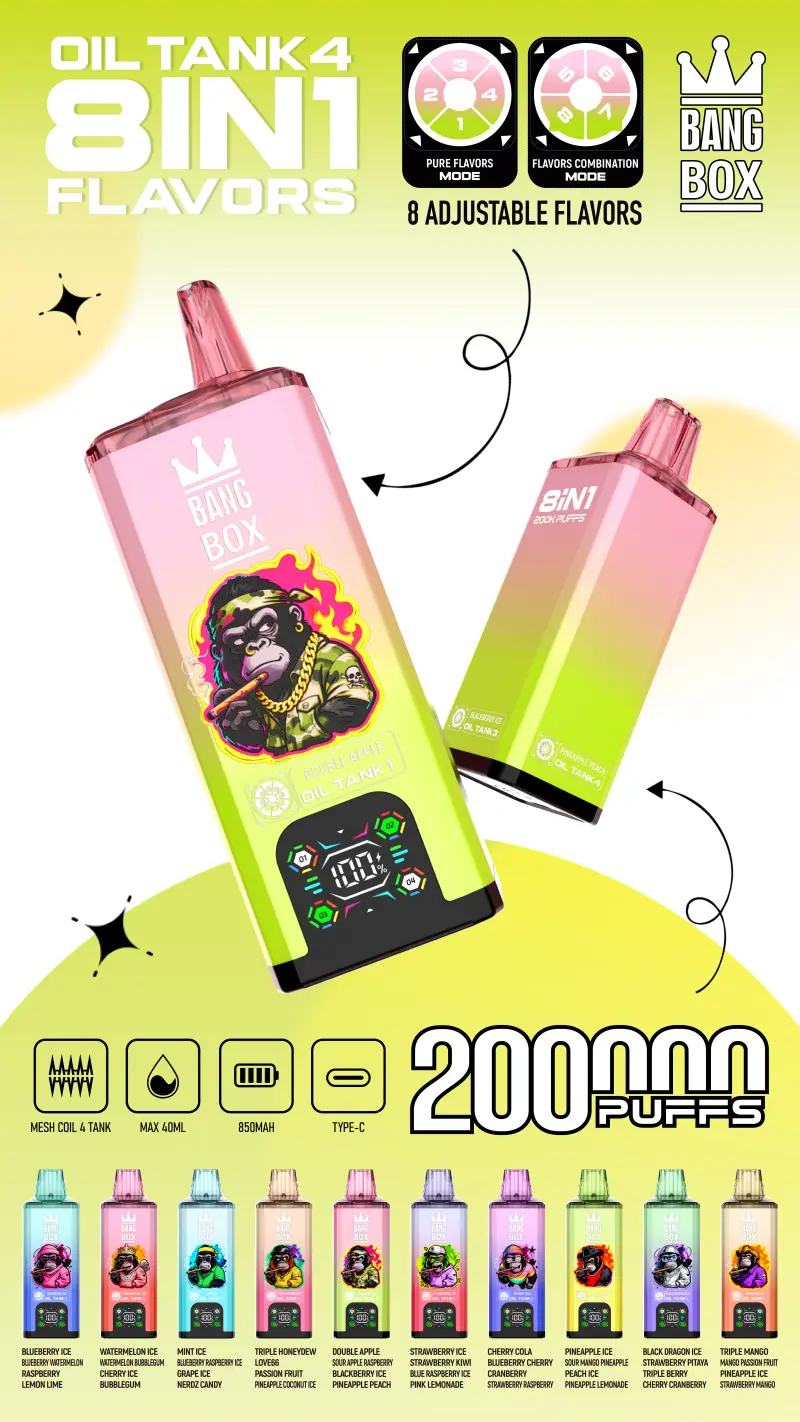 8 in 1 Vape Bang Box 200k Puffs Disposable E Cigarette Wholesale 200000 Free Shipping