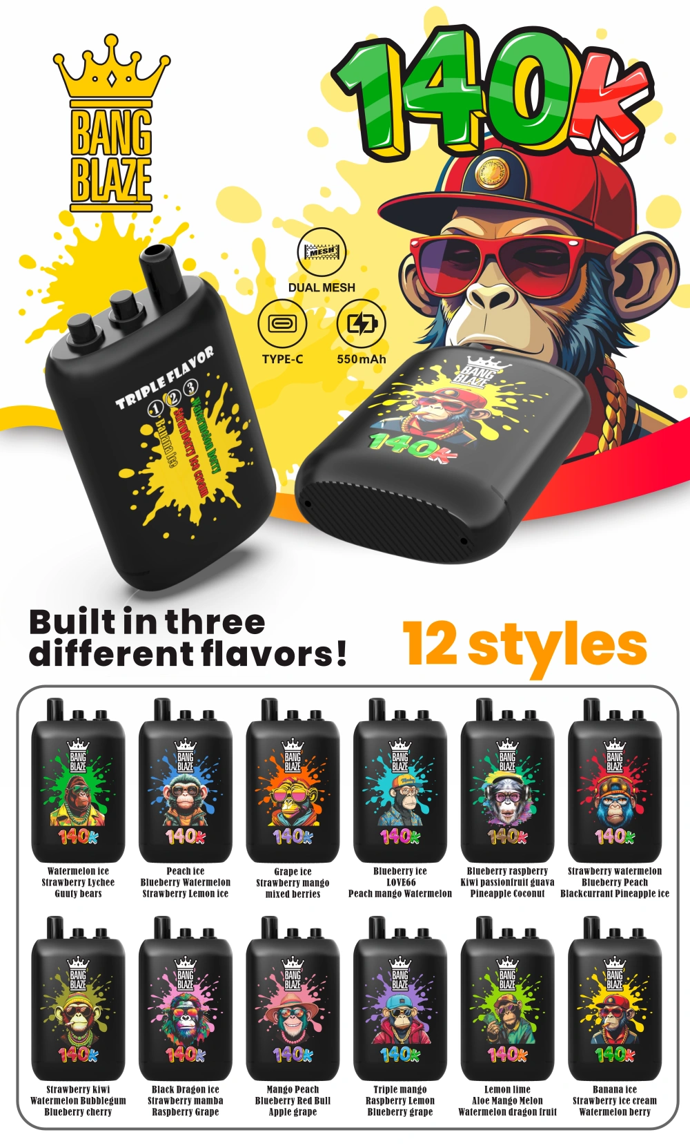 EU Vape Bang Blaze 140k Puffs 3 in 1 Rechargeable Disposable Vape 140000 Free Shipping 16 EU Vape Bang Blaze 140k Puffs 3 in 1 Rechargeable Disposable Vape 140000 Free Shipping