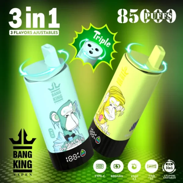 Bang King 85k Puffs 3 in 1 Best Disposable Vape Factory Free Shipping EU Warehouse