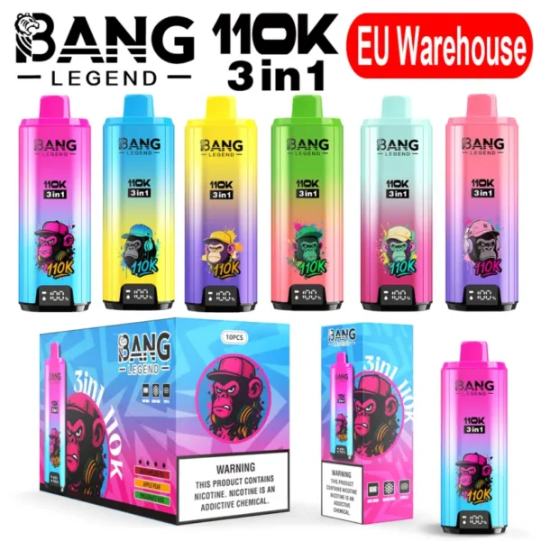 Bang Legend 110k Puffs 110000 3 in 1 Disposable Vape 3 to 7 Work Days EU Warehouse