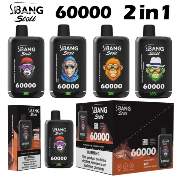 Bang Stoll 60k Puffs 2 in 1 Rechargeable Disposable Vape 60000 Free Shipping