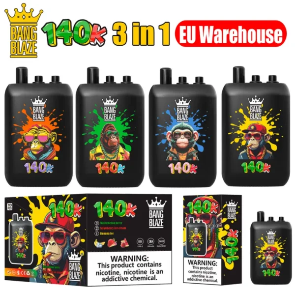 EU Vape Bang Blaze 140k Puffs 3 in 1 Rechargeable Disposable Vape 140000 Free Shipping