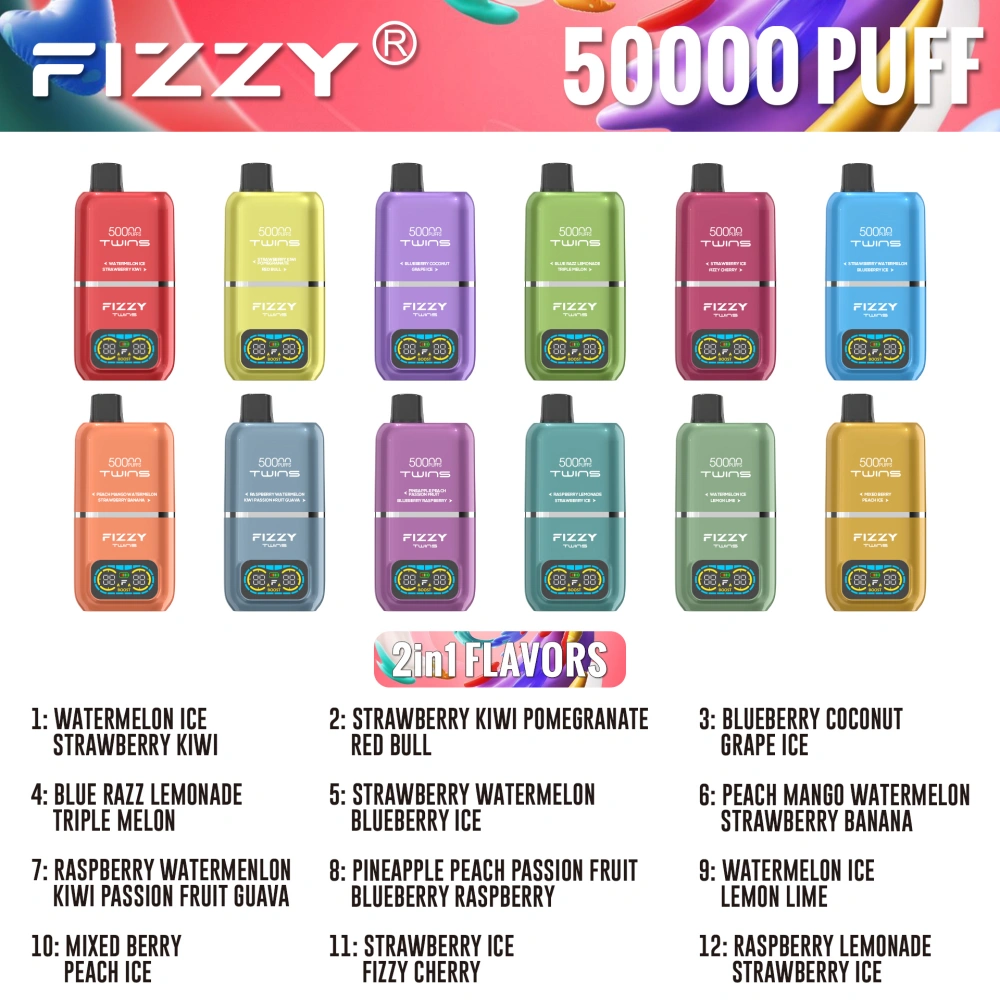 EU Vape Fizzy 50k Puffs 50000 Twins 2 in 1 Best Disposable E Cigarette Free Shipping