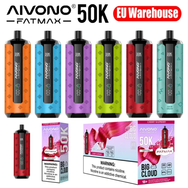 Cart 3 EU Warehouse Aivono Fatmax 50k Puffs 500000 Shisha Disposable Vape Big Cloud