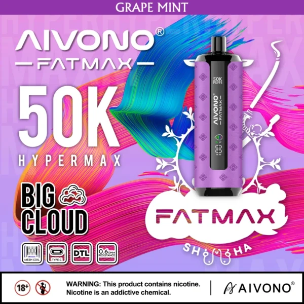 EU Warehouse Aivono Fatmax 50k Puffs 500000 Shisha Disposable Vape Big Cloud